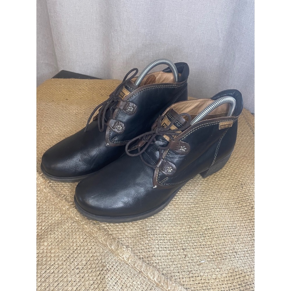 Pikolinos Le Mans Black Leather Ankle Boots 39 Whimsy Goth Cottagecore Booties